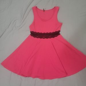 Charlotte Russe Hot Pink Black Lace Mini Dress